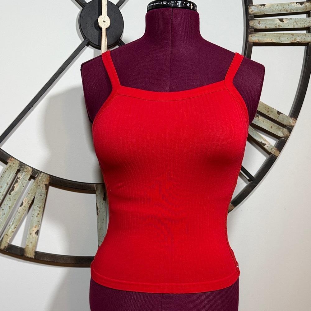 Lunette Red Ribbed Tank Top Open Sides